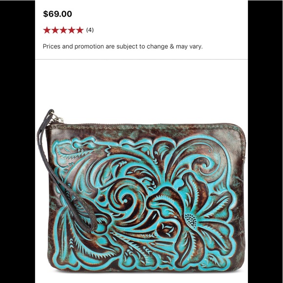 Patricia Nash Turquoise Tooled Cassini Wristlet - Picture 7 of 7